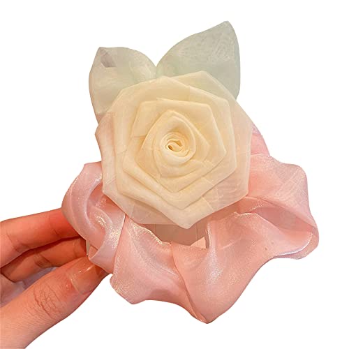 BABYVIVA Haarring Blume Haargummis für Frauen Rose Scrunchies Rose Haargummi Blume Pferdeschwanz Halter Blume Gummiband Haarseil von BABYVIVA