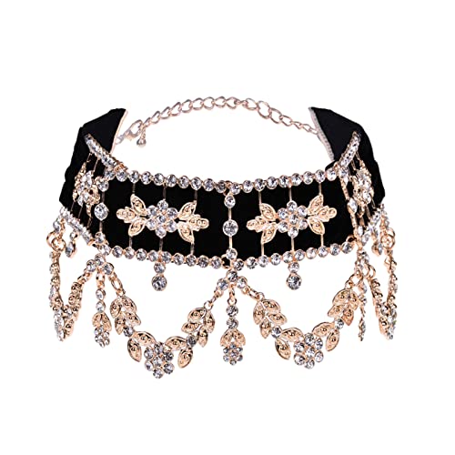 BABYVIVA Halsketten für Damen, Vintage-Strass-Anhänger, Samt, Halsband, Schlüsselbeinkette, Statement-Schmuck, verstellbares Halsband, Geschenk, Legierung, Strass, Flanell von BABYVIVA