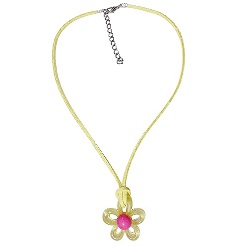 BABYVIVA Halsketten für Damen, elegante Halskette mit Blumenmuster, Samt, Seil, Blüten-Halskette, buntes Blumenhalsband, hohler Blumenanhänger, Schlüsselbeinkette, 45+5cm, Acryl von BABYVIVA