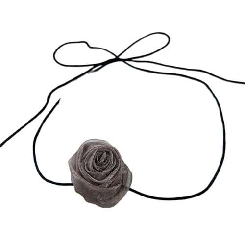 BABYVIVA Halsketten für Damen, stilvolle Rosenblüten-Halskette, Simulationsblumen-Halskette, für Damen und Mädchen, Schlüsselbeinkette, auffälliges Choker-Accessoire, 5,5 cm, Im Netz von BABYVIVA