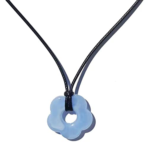 BABYVIVA Halsketten für Frauen, 2023 Trend Acryl Blume Anhänger Halskette für Mädchen Frauen Lange Wachslinie Halskette Koreanischer Modeschmuck Choker, 2.7 cm, Acryl von BABYVIVA