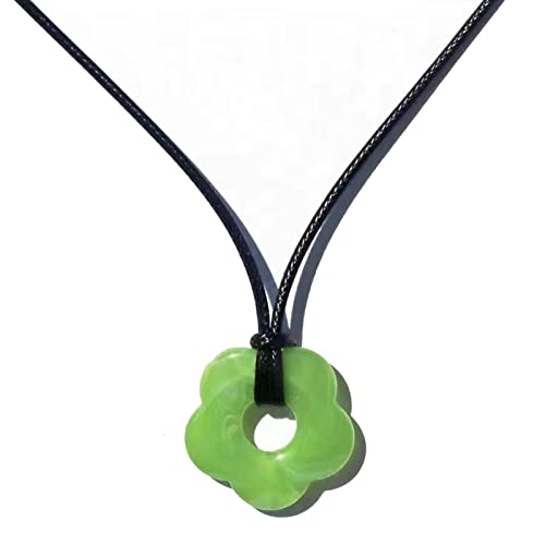 BABYVIVA Halsketten für Frauen, 2023 Trend Acryl Blume Anhänger Halskette für Mädchen Frauen Lange Wachslinie Halskette Koreanischer Modeschmuck Choker, 2.7 cm, Acryl von BABYVIVA