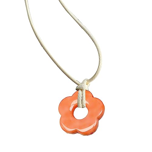 BABYVIVA Halsketten für Frauen, Acryl-Blumen-Anhänger, Charm-Halskette, Wachslinie, Schlüsselbeinkette, süßer, modischer Choker-Halskette, Schmuck, Geschenk für Frauen und Mädchen, 27mm, Acryl von BABYVIVA