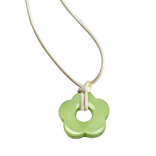 BABYVIVA Halsketten für Frauen, Acryl-Blumen-Anhänger, Charm-Halskette, Wachslinie, Schlüsselbeinkette, süßer, modischer Choker-Halskette, Schmuck, Geschenk für Frauen und Mädchen, 27mm, Acryl von BABYVIVA