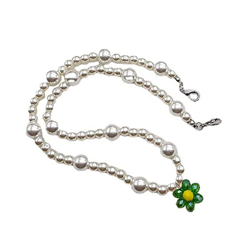 BABYVIVA Halsketten für Frauen, Barockperlen, farbige Blumen-Choker-Halskette, verstellbare Schlüsselbeinkette für Frauen und Mädchen, handgefertigter Boho-Schmuck, As shown in the figure, von BABYVIVA