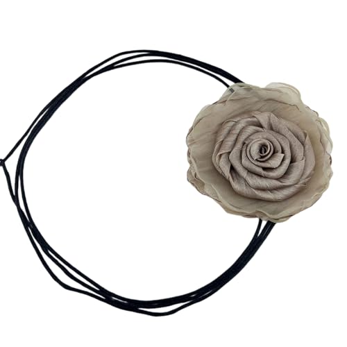 BABYVIVA Halsketten für Frauen, Elegante Rose Choker Halskette Zubehör Vintage Rose Choker Fashion Forward Stoff Rose Choker Halskette für Trendsetter, 10 cm, Stoffkunst von BABYVIVA