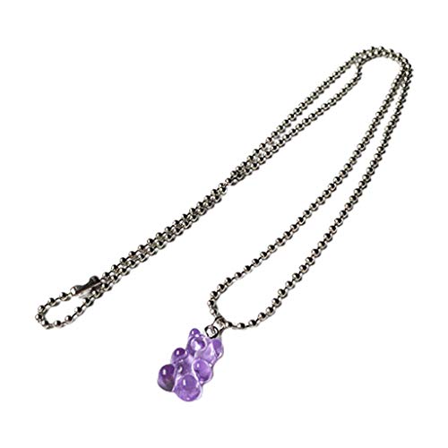 BABYVIVA Halsketten für Frauen, Gummibär-Halskette, Harz, Bonbonfarben, Cartoon-Anhänger, Kette für Frauen und Mädchen, Geschenk, Bead chain length 30 cm Bear height 1.5cm wide 1cm, Harz und Metall von BABYVIVA