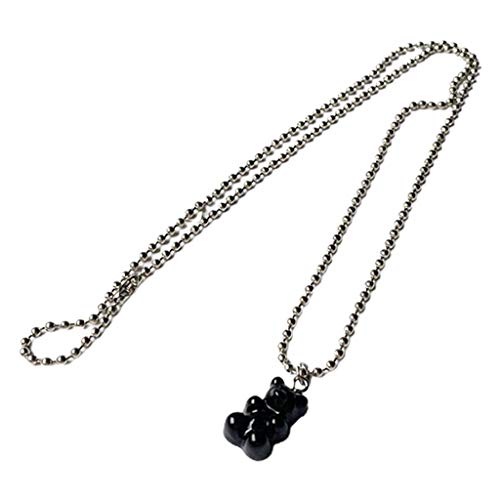 BABYVIVA Halsketten für Frauen, Gummibär-Halskette, Harz, Bonbonfarben, Cartoon-Anhänger, Kette für Frauen und Mädchen, Geschenk, Bead chain length 58 cm Bear height 1.5cm wide 1cm, Harz und Metall von BABYVIVA