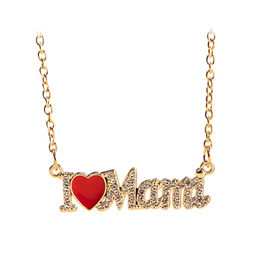 BABYVIVA Halsketten für Frauen, Herz-Mama-Buchstaben-Anhänger, Choker, Y2k-Halsketten, Legierungsmaterial, tolles Geschenk für Frauen, Mädchen, Mutter, 45+5cm, Metall von BABYVIVA