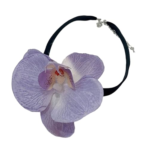 BABYVIVA Halsketten für Frauen, Phalaenopsis-Blüte, Simulationsblumen-Halskette, für Damen und Mädchen, Schlüsselbeinkette, auffälliges Choker-Accessoire, As shown in the figure, Stoff von BABYVIVA