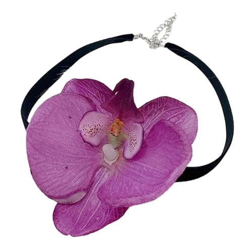 BABYVIVA Halsketten für Frauen, Phalaenopsis-Blüte, Simulationsblumen-Halskette, für Damen und Mädchen, Schlüsselbeinkette, auffälliges Choker-Accessoire, As shown in the figure, Stoff von BABYVIVA