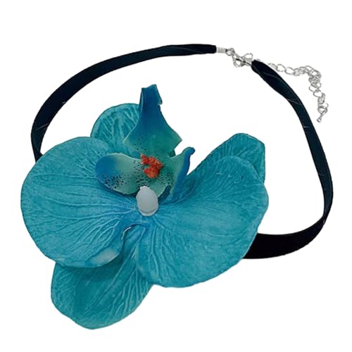 BABYVIVA Halsketten für Frauen, Phalaenopsis-Blüte, Simulationsblumen-Halskette, für Damen und Mädchen, Schlüsselbeinkette, auffälliges Choker-Accessoire, As shown in the figure, Stoff von BABYVIVA