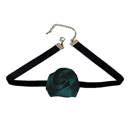 BABYVIVA Halsketten für Frauen, Rosenblüten, Spitze, Choker, Halskette, Damen, Mädchen, Gothic, Halloween, Festival, Satin-Blume, Choker, sexy Halsband, Schmuck, Band width 1cm, length 30+6cm rose von BABYVIVA