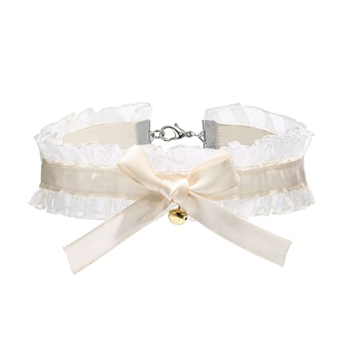 BABYVIVA Halsketten für Frauen, Spitze, Schleife, Choker-Halskette mit Glöckchen, süßes Halsband, schöne Cosplay-Kostüm-Accessoires für Frauen und Mädchen, As shown in the figure, Stoff von BABYVIVA