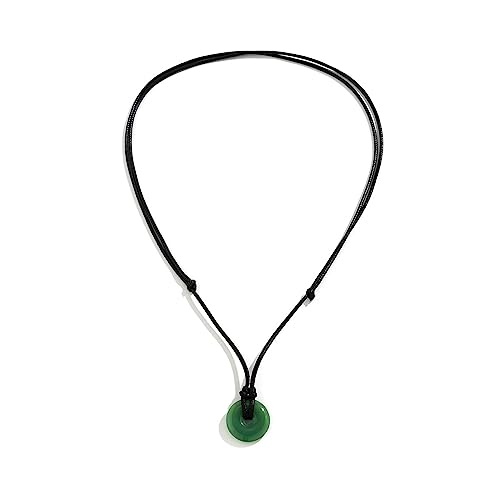 BABYVIVA Halsketten für Frauen, Vintage-Glas-Anhänger, Halskette, schwarze Wachslinie, Choker-Kette, einfacher Schmuck, Party, Hochzeit, Geburtstag, Geschenk für Frauen und Mädchen, Pendant 2.2cm, von BABYVIVA