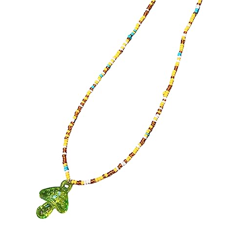 BABYVIVA Halsketten für Frauen, bunte Samen-Perlen, klare Pilz-Halskette, verstellbare Kette für Frauen und Mädchen, niedlicher handgefertigter Schmuck, 40 cm, Harz von BABYVIVA