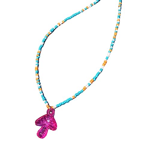 BABYVIVA Halsketten für Frauen, bunte Samen-Perlen, klare Pilz-Halskette, verstellbare Kette für Frauen und Mädchen, niedlicher handgefertigter Schmuck, 40 cm, Harz von BABYVIVA