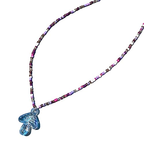 BABYVIVA Halsketten für Frauen, bunte Samen-Perlen, klare Pilz-Halskette, verstellbare Kette für Frauen und Mädchen, niedlicher handgefertigter Schmuck, 40 cm, Harz von BABYVIVA