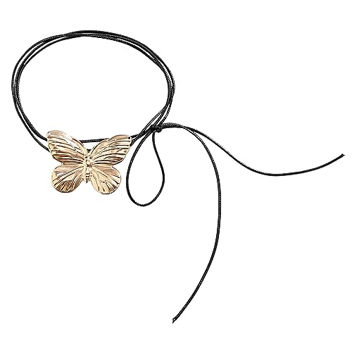 BABYVIVA Halsketten für Frauen, elegante PU-Wachs-Halskette, Schmetterlings-Charm-Halskette für Frauen und Mädchen, verstellbare Chokerkette, Y2K-Schmuckgeschenk, 150cm Butterfly size 6cm, von BABYVIVA