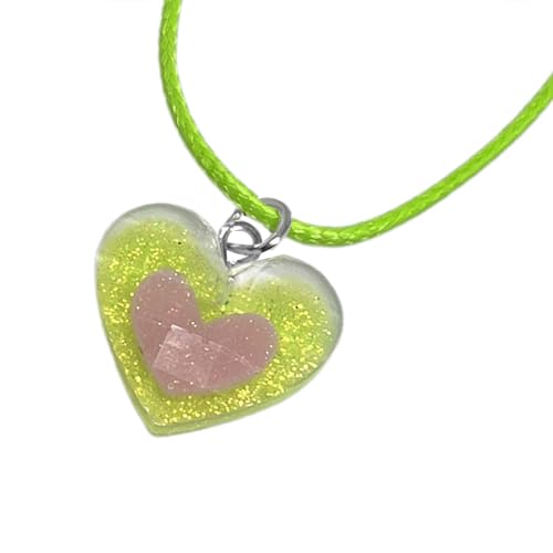 BABYVIVA Halsketten für Frauen, exquisite Herz-Halskette für Frauen, verstellbare Kette, Y2K, Hip Hop, rosa Herz-Anhänger, Choker, Schmuck, Urlaub, Sommer, Choker, 45+5cm pendant 2.3*2cm, Harz + von BABYVIVA