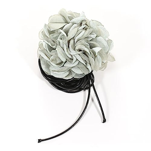 BABYVIVA Halsketten für Frauen, handgefertigt, Stoff-Blumen-Halskette, verstellbar, Blumen-Krawatte, modisches Design, elegante florale Halskette für Damen und Mädchen, 200 cm, Stoff von BABYVIVA