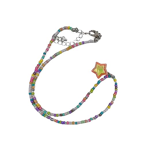 BABYVIVA Halsketten für Frauen, koreanischer mehrfarbiger Stern-Anhänger, Halskette, Bohemian-Halsschmuck, Ornament, Halsband, Halskette, Perlen, Choker-Kette für Mädchen, 36 cm, Perlen/Perlen von BABYVIVA