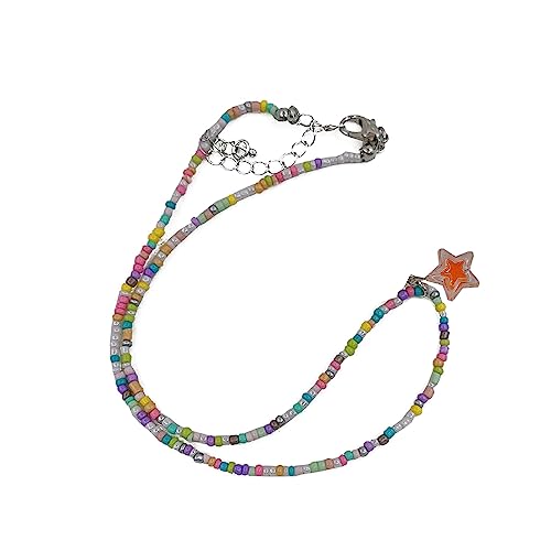 BABYVIVA Halsketten für Frauen, koreanischer mehrfarbiger Stern-Anhänger, Halskette, Bohemian-Halsschmuck, Ornament, Halsband, Halskette, Perlen, Choker-Kette für Mädchen, 36 cm, Perlen/Perlen von BABYVIVA