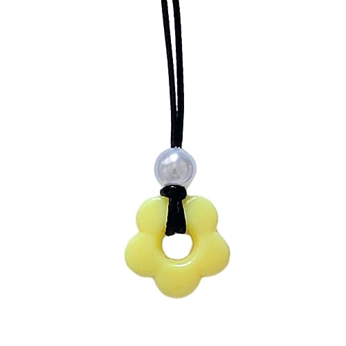 BABYVIVA Halsketten für Frauen, modische Perlen-Blumen-Anhänger, Halskette, süßer, cooler Choker, Schnürhalskette, einzigartiges Wachsseil, Schlüsselbeinkette, Partyschmuck, 27mm, Acryl von BABYVIVA