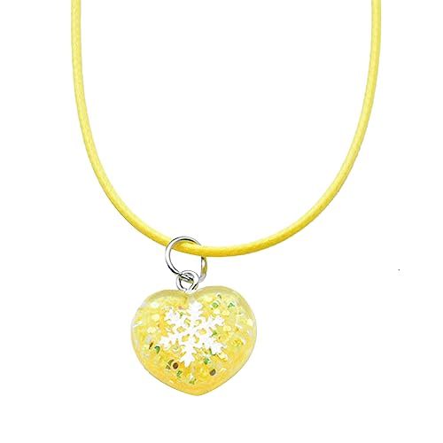 BABYVIVA Halsketten für Frauen, schlichter Schneeflocken-Herz-Anhänger, Halskette, elegantes Halsband, Halsband, Wachsseil, Halsketten, Schlüsselbeinkette, Modeschmuck, Total length 24cm love pendant von BABYVIVA