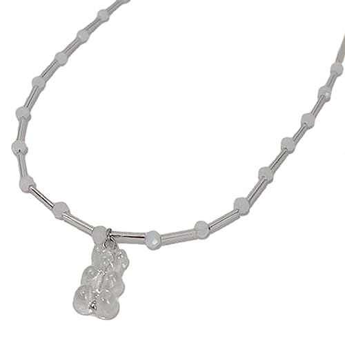 BABYVIVA Halsketten für Frauen, süßer Bären-Anhänger, modische Halskette, Choker, niedlicher Charm, ästhetischer Halsschmuck für Frauen und Mädchen, 40 cm, Harz von BABYVIVA