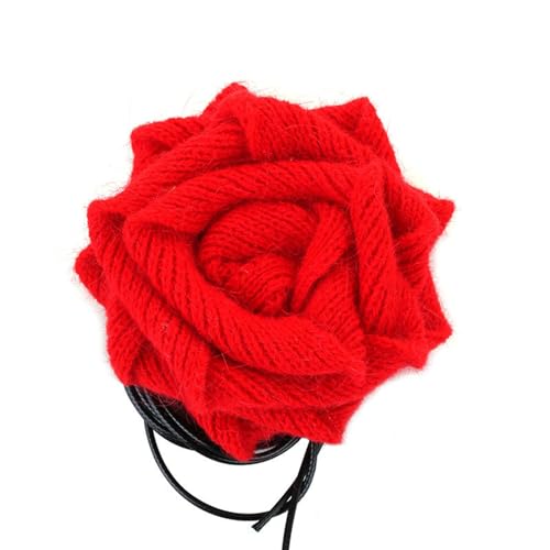 BABYVIVA Halsketten für Frauen, übertriebene gestrickte Wollblumen-Halskette, exquisite Halskette für Frauen, verstellbares Seil, trendiger Schmuckanhänger 2024, 11 cm , Wolle von BABYVIVA