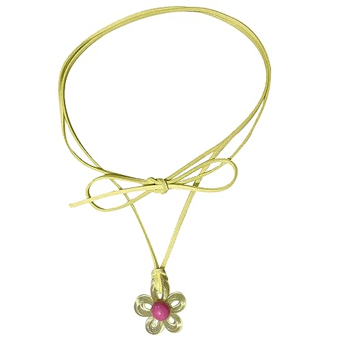 BABYVIVA Halsketten für Frauen, verstellbare Kette, bunter Blumenanhänger, Halskette, Pflaumenblüte, Choker, Jahrestag, Schmuck, Y2K-Halskette, zum Binden, Choker, 140-150 cm , Acryl von BABYVIVA