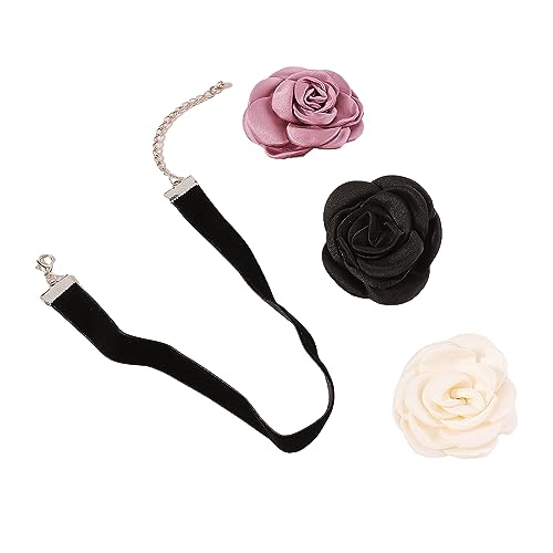 BABYVIVA Halsketten für Frauen, weiches Stoffgewebe, Blumen-Choker-Halskette für Frauen und Mädchen, niedliche Rosen-Halskette, modische Halskette, trendiges Schmuckgeschenk, As shown in the figure, von BABYVIVA