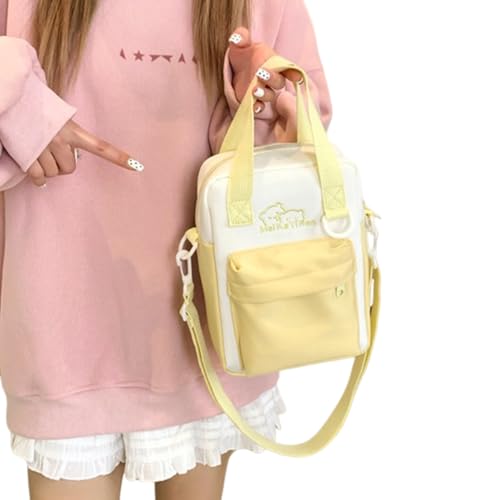 BABYVIVA Ita Bag für Damen, Umhängetasche, große Kapazität, Kuriertasche, japanische Schul-Umhängetasche für Frauen und Mädchen, Teenager, gelb, 18*25.5*10.5 von BABYVIVA