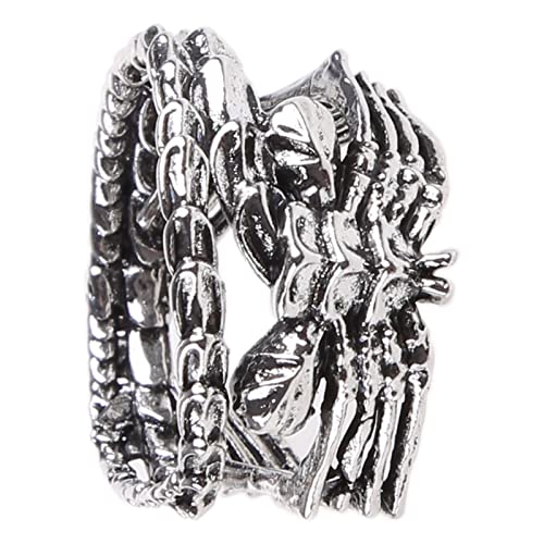 BABYVIVA Ringe für Damen, Totenkopf-Ringe für Männer und Frauen, Vintage, Gothic, Größe 6–12, Punk, Totenkopf, Hand, Gothic, Geste für Rock-Biker, Halloween, Like a scale table, Metall von BABYVIVA