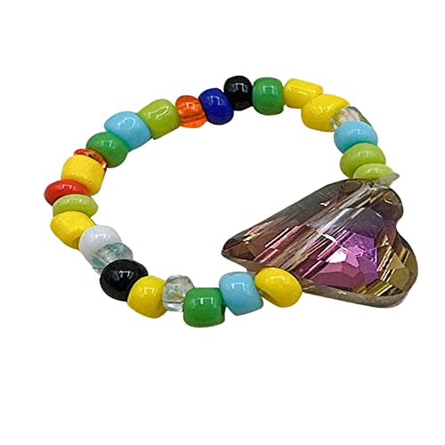 BABYVIVA Ringe für Frauen, einfaches Herz, elastisch, verstellbar, bunt, handgefertigt, Rocailles, Bohemian-Schmuck, Geschenk für Frauen und Mädchen, Size adjustable, Meter-Perlen von BABYVIVA