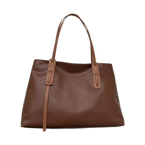 BABYVIVA Schultertasche für Damen, Winter-Lederhandtasche für Mädchen, Damen, einfarbig, modisch, trendig, große Kapazität, Einkaufstasche, braun, As shown in the picture (1-3cm error) von BABYVIVA