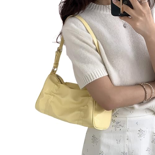 BABYVIVA Tasche für Damen, 2024, plissiert, Unterarmtasche, Schultertaschen für Mädchen, Frauen, weiche Achseltasche, modische Taschen, große Kapazität, Lederhandtasche, gelb, As shown in the picture von BABYVIVA