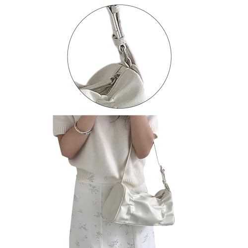 BABYVIVA Tasche für Damen, 2024, plissiert, Unterarmtasche, Schultertaschen für Mädchen, Frauen, weiche Achseltasche, modische Taschen, große Kapazität, Lederhandtasche, weiß, As shown in the picture von BABYVIVA