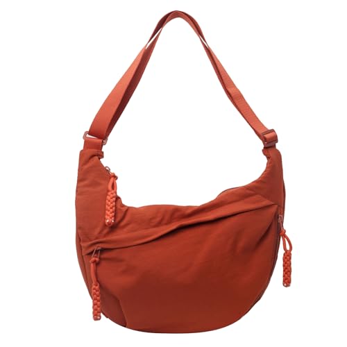 BABYVIVA Tasche für Damen, 2024 Knödeltasche, Nylon-Tasche für Mädchen, Studenten, einfarbig, modische Schultertaschen, Crossbody-Tasche, Orange, As shown in the picture (error 1-3cm) von BABYVIVA