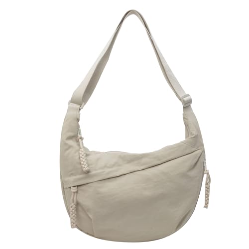 BABYVIVA Tasche für Damen, 2024 Knödeltasche, Nylon-Tasche für Mädchen, Studenten, einfarbig, modische Schultertaschen, Crossbody-Tasche, beige, As shown in the picture (error 1-3cm) von BABYVIVA