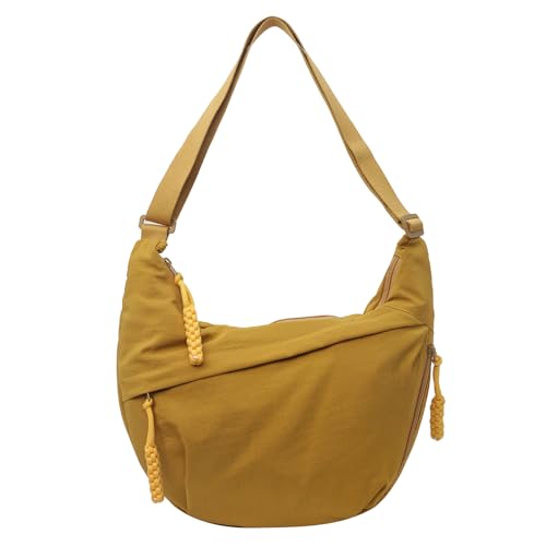 BABYVIVA Tasche für Damen, 2024 Knödeltasche, Nylon-Tasche für Mädchen, Studenten, einfarbig, modische Schultertaschen, Crossbody-Tasche, gelb, As shown in the picture (error 1-3cm) von BABYVIVA