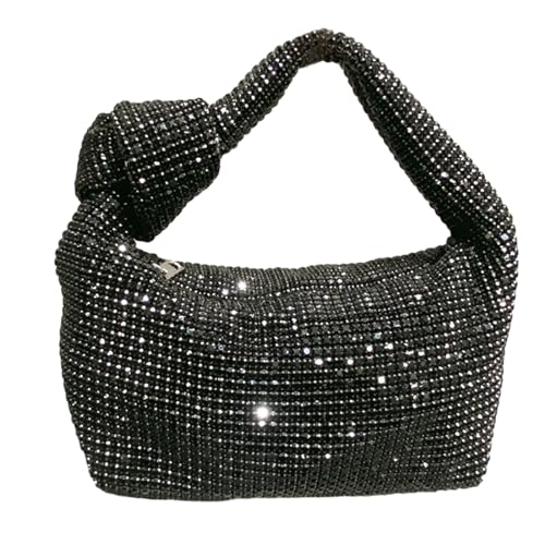 BABYVIVA Tasche für Damen, Abendtasche, modische Clutch, Geldbörse, Handtasche, Strass, Clutch, Hochzeit, Party, Geldbörse, Unterarmtasche für Bankette, Schwarz , 22*12*12cm von BABYVIVA