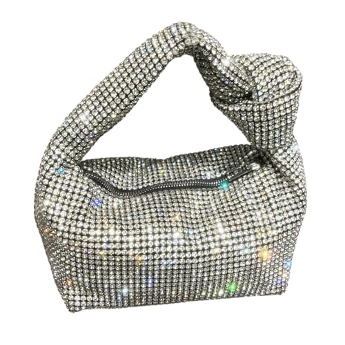 BABYVIVA Tasche für Damen, Abendtasche, modische Clutch, Geldbörse, Handtasche, Strass, Clutch, Hochzeit, Party, Geldbörse, Unterarmtasche für Bankette, silber, 22*12*12cm von BABYVIVA