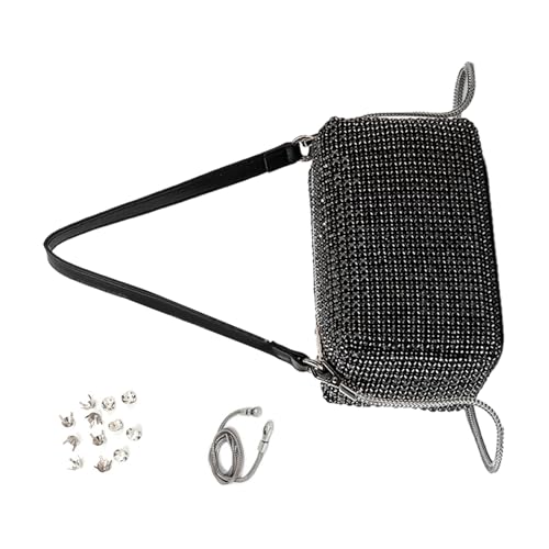 BABYVIVA Tasche für Damen, Abendtasche, modische Strass-Geldbörse, trendige Schultertasche, Crossbody-Tasche, Mädchen, passend für Partys, Schwarz Standard, 18*10*8cm von BABYVIVA