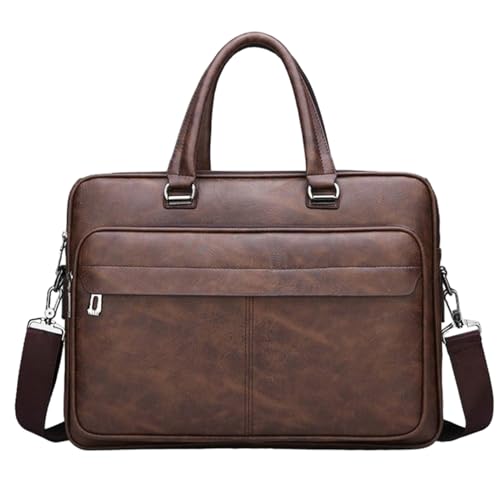 BABYVIVA Tasche für Damen, Business-Leder-Notebook-Tasche, Handtasche für Laptop, spritzwassergeschützt, Computertasche, Portfolio, Kuriertasche für Erwachsene, braun, 38*27*6cm von BABYVIVA