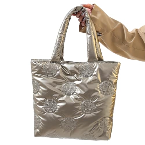 BABYVIVA Tasche für Damen, Damen-Umhängetasche, passend zu Daunen, Baumwolle, modische Handtasche mit Tragegriff oben, große Kapazität, Einkaufstasche, gold, Reference picture information von BABYVIVA