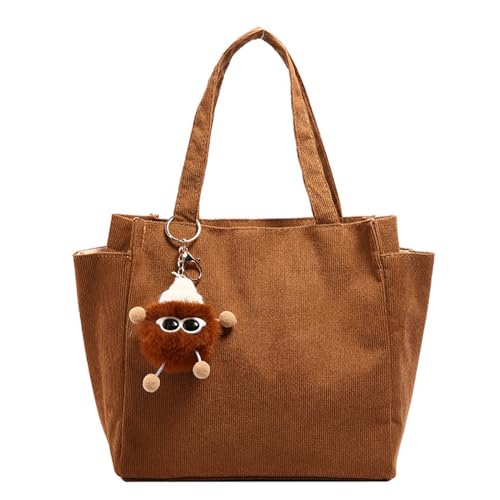 BABYVIVA Tasche für Damen, Damentasche mit Reißverschluss, großes Fassungsvermögen, modische Cord-Handtaschen, Mädchen, lässige Reisetasche, Studenten, Schultasche, braun, As shown in the picture von BABYVIVA