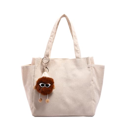 BABYVIVA Tasche für Damen, Damentasche mit Reißverschluss, großes Fassungsvermögen, modische Cord-Handtaschen, Mädchen, lässige Reisetasche, Studenten, Schultasche, weiß, As shown in the picture von BABYVIVA