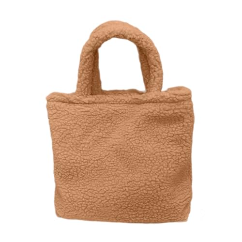 BABYVIVA Tasche für Damen, Einkaufstasche für den Winter, Plüschtasche, großes Fassungsvermögen, vielseitige Handtasche für Mädchen, Damen, einfarbig, trendige Taschen, camel von BABYVIVA